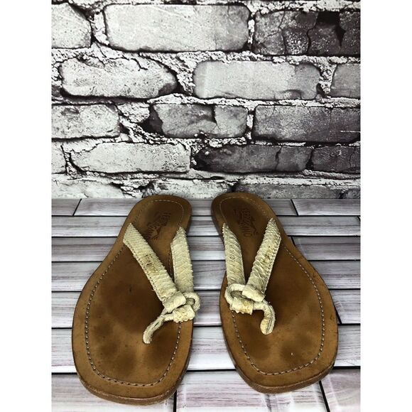 Salvatore Ferragamo Ivory Leather SnakeSkin Flip Flops Sandals Women Sz 8D US/39 - Picture 16 of 16